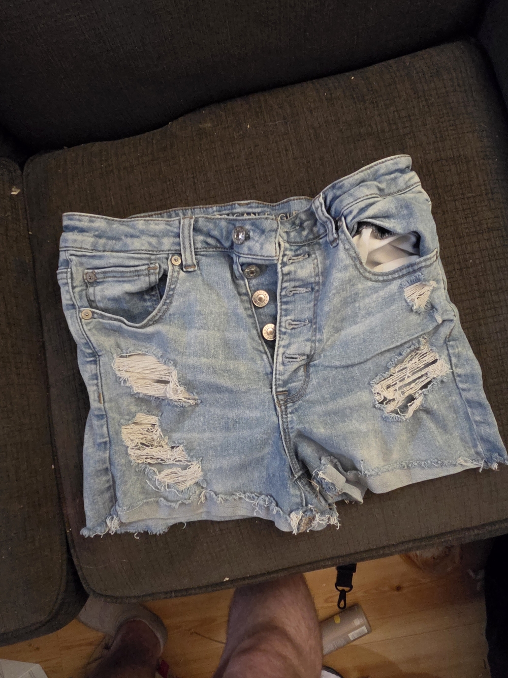 American Eagle Outfitters Light Wash Distressed Denim Shorts